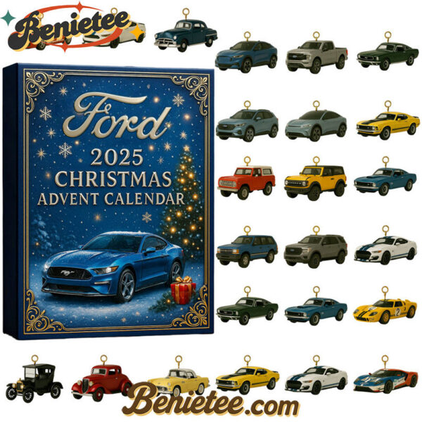 2025 Ford Advent Calendar, Christmas Countdown Advent Calendar Gift Box with 24 Acrylic Ornaments