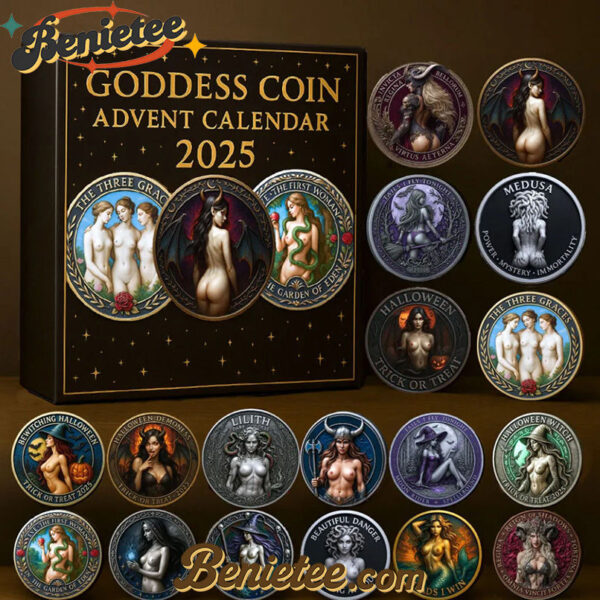 2025 Goddess Coin Advent Calendar, Christmas Countdown Advent Calendar Gift Box with 24 Acrylic Ornaments