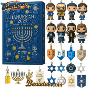 2025 Hanukkah Advent Calendar, Christmas Countdown Advent Calendar Gift Box with 24 Acrylic Ornaments