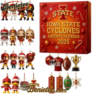 2025 Iowa State Cyclones Advent Calendar, Christmas Countdown Advent Calendar Gift Box with 24 Acrylic Ornaments