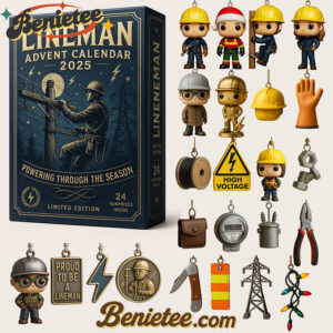 2025 Lineman Advent Calendar, Christmas Countdown Advent Calendar Gift Box with 24 Acrylic Ornaments