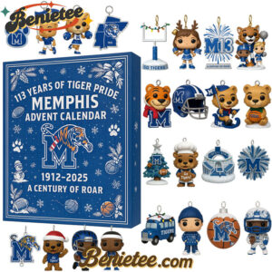 2025 Memphis Tigers Advent Calendar, Christmas Countdown Advent Calendar Gift Box with 24 Acrylic Ornaments
