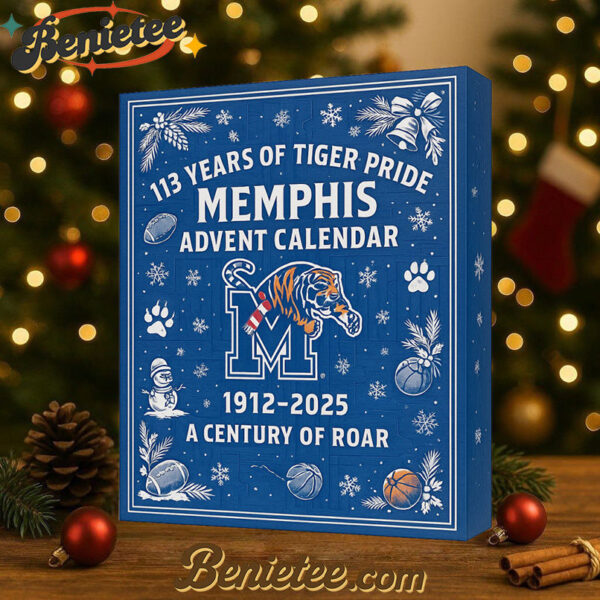 2025 Memphis Tigers Advent Calendar, Christmas Countdown Advent Calendar Gift Box with 24 Acrylic Ornaments