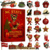 2025 NC State Wolfpack Advent Calendar, Christmas Countdown Advent Calendar Gift Box with 24 Acrylic Ornaments