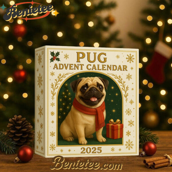 2025 Pug Advent Calendar, Christmas Countdown Advent Calendar Gift Box with 24 Acrylic Ornaments