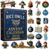 2025 Rice Owls Advent Calendar, Christmas Countdown Advent Calendar Gift Box with 24 Acrylic Ornaments