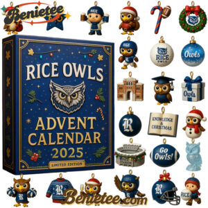 2025 Rice Owls Advent Calendar, Christmas Countdown Advent Calendar Gift Box with 24 Acrylic Ornaments