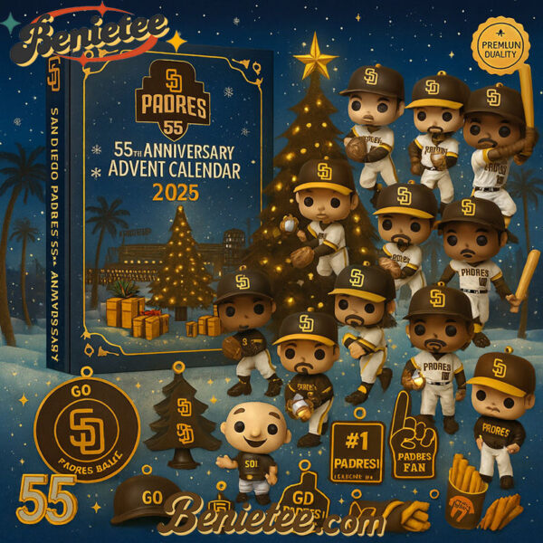 2025 San Diego Padres 55TH ANNIVERSARY Advent Calendar, Christmas Countdown Advent Calendar Gift Box with 24 Acrylic Ornaments