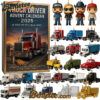 2025 Truck Driver Advent Calendar, Christmas Countdown Advent Calendar Gift Box with 24 Acrylic Ornaments