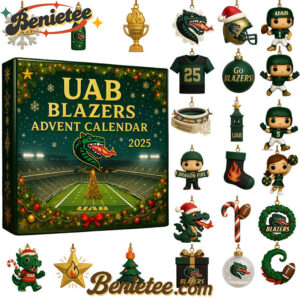 2025 UAB Blazers Advent Calendar, Christmas Countdown Advent Calendar Gift Box with 24 Acrylic Ornaments