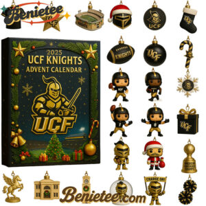2025 UCF Knights Advent Calendar, Christmas Countdown Advent Calendar Gift Box with 24 Acrylic Ornaments