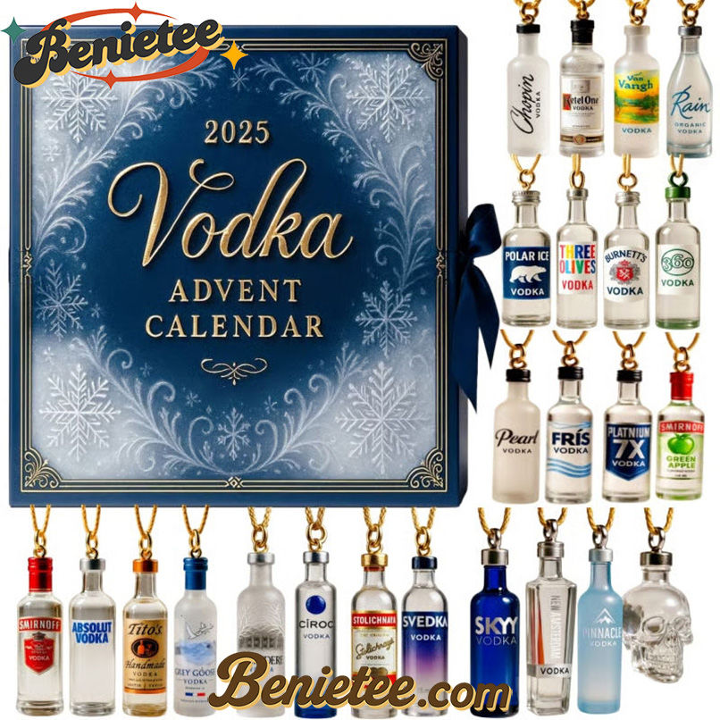2025 Vodka Advent Calendar, Christmas Countdown Advent Calendar Gift Box with 24 Acrylic Ornaments