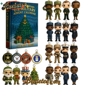 250th Anniversary U.S. Military Advent Calendar 2025, Christmas Countdown Advent Calendar Gift Box with 24 Acrylic Ornaments