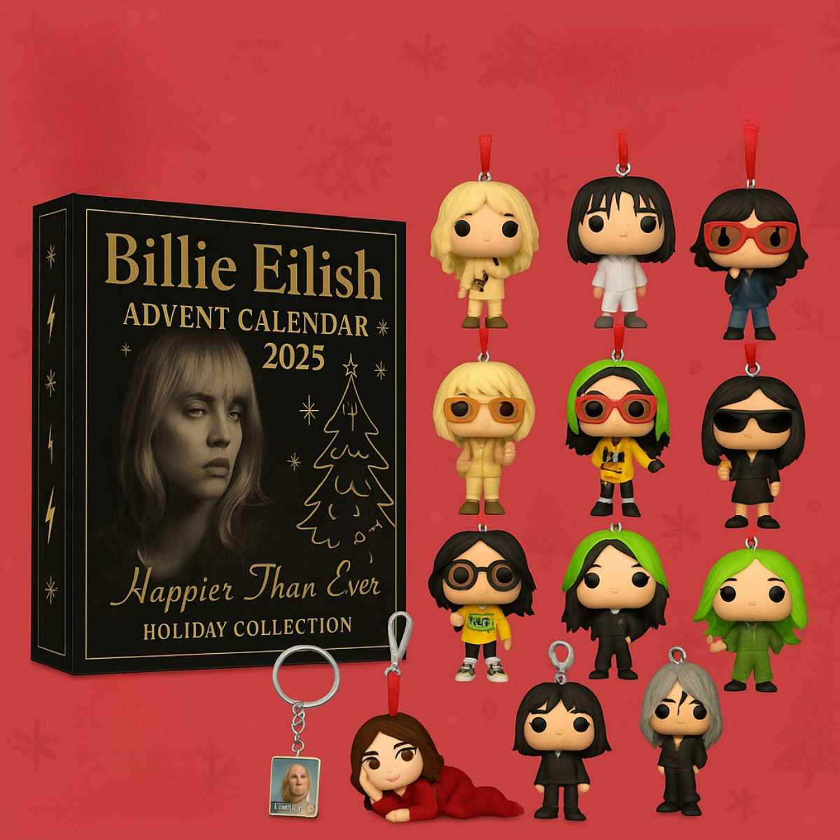 Billie Eilish Advent Calendar 2025, Christmas Countdown Advent Calendar Gift Box with 24 Acrylic Ornaments
