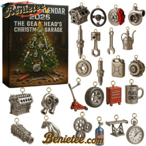 Advent Calendar 2025 The Gearhead's Christmas Garage, Christmas Countdown Advent Calendar Gift Box with 24 Acrylic Ornaments
