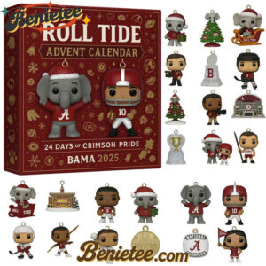 Alabama Crimson Tide 2025 Advent Calendar, Christmas Countdown Advent Calendar Gift Box with 24 Acrylic Ornaments