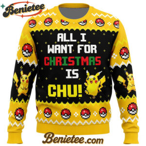 All I Want Pikachu Pokemon Ugly Christmas Sweater