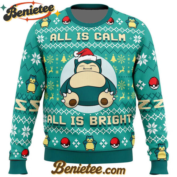 All is Calm All Bright Snorlax Pokemon Ugly Christmas Sweater