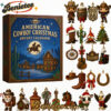 American Cowboy Christmas Advent Calendar 2025, Christmas Countdown Advent Calendar Gift Box with 24 Acrylic Ornaments