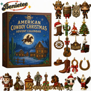 American Cowboy Christmas Advent Calendar 2025, Christmas Countdown Advent Calendar Gift Box with 24 Acrylic Ornaments