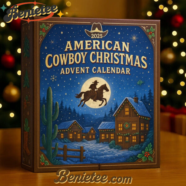 American Cowboy Christmas Advent Calendar 2025, Christmas Countdown Advent Calendar Gift Box with 24 Acrylic Ornaments