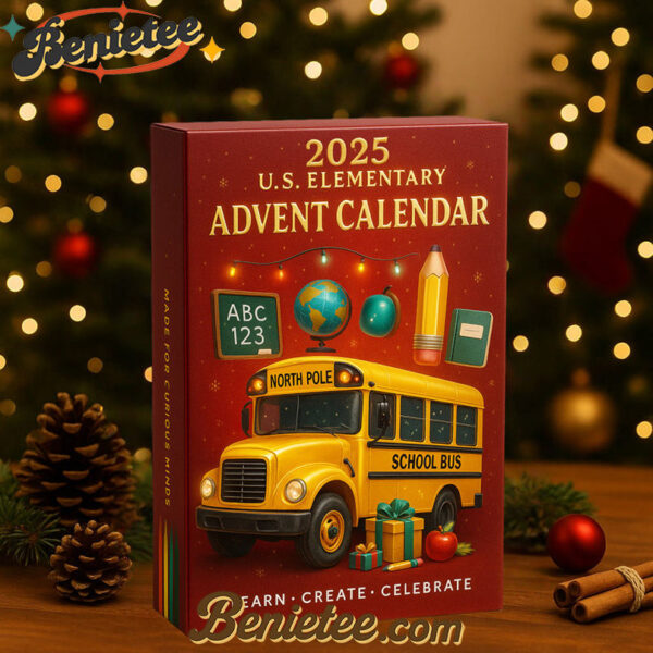 American K-12 Education Theme 2025 Advent Calendar, Christmas Countdown Advent Calendar Gift Box with 24 Acrylic Ornaments