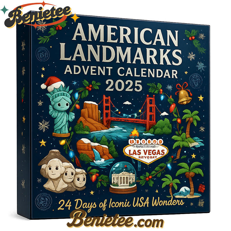 American Landmarks Advent Calendar 2025, Christmas Countdown Advent Calendar Gift Box with 24 Acrylic Ornaments