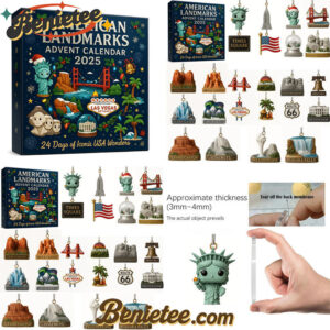 American Landmarks Advent Calendar 2025, Christmas Countdown Advent Calendar Gift Box with 24 Acrylic Ornaments