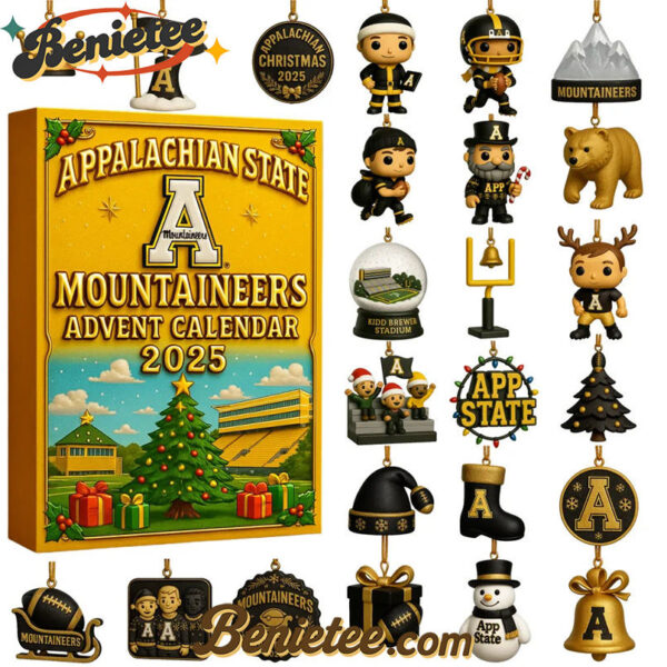 Appalachian State Mountaineers Advent Calendar, Christmas Countdown Advent Calendar Gift Box with 24 Acrylic Ornaments
