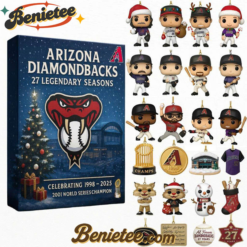 Arizona Diamondbacks Advent Calendar 2025 27th Anniversary Christmas Gift, Christmas Idea, Christmas Countdown Advent Calendar Gift Box with 24 Acrylic Ornaments