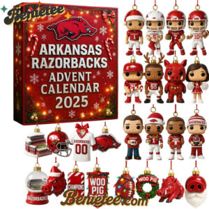 Arkansas Razorbacks Advent Calendar 2025, Christmas Countdown Advent Calendar Gift Box with 24 Acrylic Ornaments