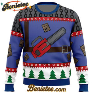 Ash J Williams Chainsaw Weave Dead by Daylight Ugly Christmas Sweater