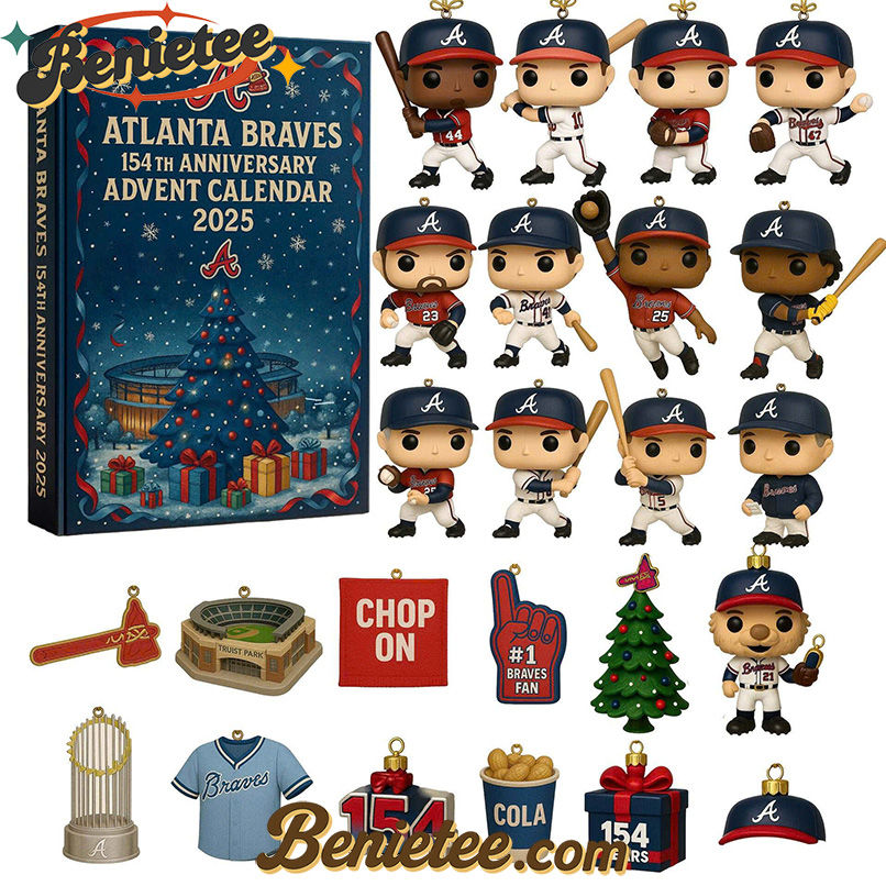 Atlanta Braves Advent Calendar 2025, Christmas Countdown Advent Calendar Gift Box with 24 Acrylic Ornaments