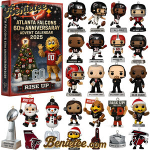 Atlanta Falcons 60th Anniversary Advent Calendar 2025, Christmas Countdown Advent Calendar Gift Box with 24 Acrylic Ornaments