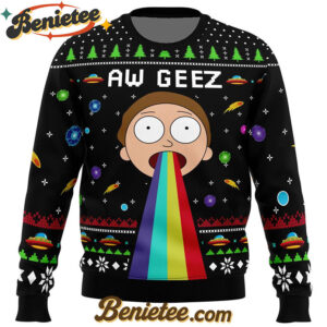 Aw Geez Rick and Morty Ugly Christmas Sweater