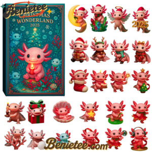 Axolotl Christmas Wonderland 2025 Advent Calendar, Christmas Countdown Advent Calendar Gift Box with 24 Acrylic Ornaments