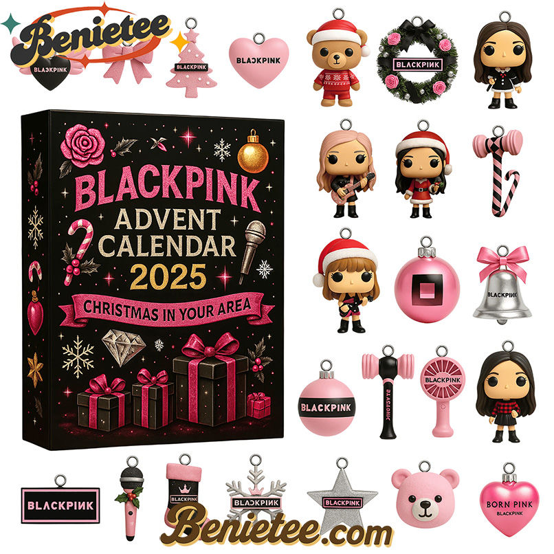 Black Pink Premium Advent Calendar 2025 CHRISTMAS GIFT, CHRISTMAS IDEA, Christmas Countdown Advent Calendar Gift Box with 24 Acrylic Ornaments