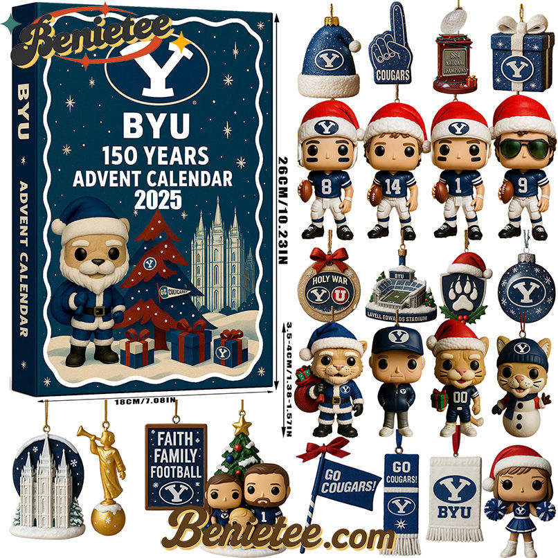 BYU Cougars Football Advent Calendar 2025, Christmas Countdown Advent Calendar Gift Box with 24 Acrylic Ornaments