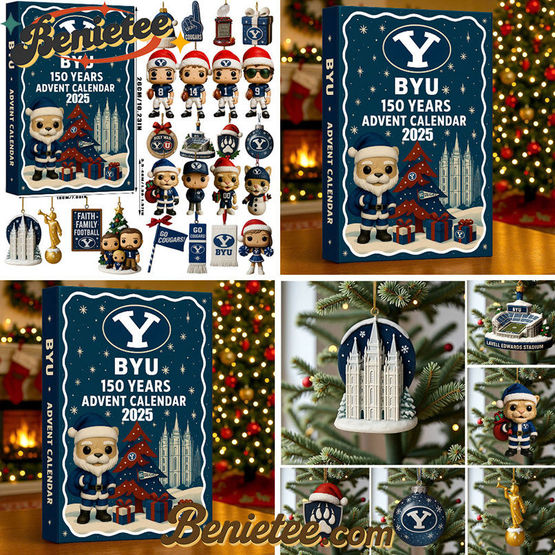BYU Cougars Football Advent Calendar 2025, Christmas Countdown Advent Calendar Gift Box with 24 Acrylic Ornaments