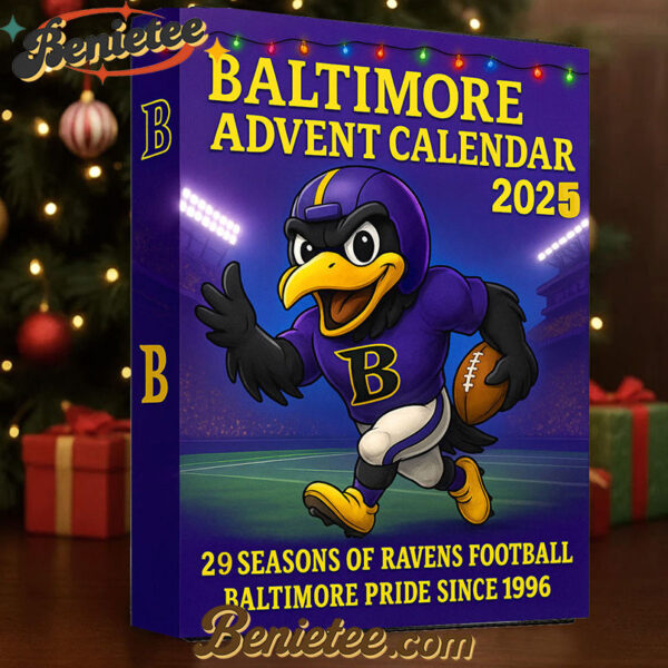 Baltimore Ravens Advent Calendar 2025 29TH ANNIVERSARY Christmas Gift, Christmas Idea, Christmas Countdown Advent Calendar Gift Box with 24 Acrylic Ornaments