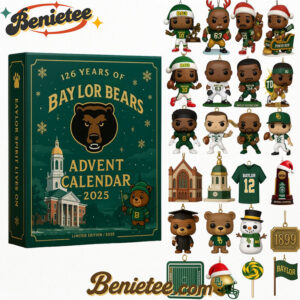 Baylor Bears 126th Anniversary Advent Calendar 2025, Christmas Countdown Advent Calendar Gift Box with 24 Acrylic Ornaments