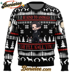 Be Kind to Animals John Wick Ugly Christmas Sweater