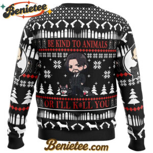 Be Kind to Animals John Wick Ugly Christmas Sweater