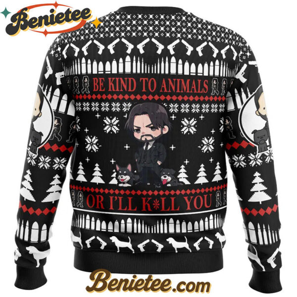 Be Kind to Animals John Wick Ugly Christmas Sweater
