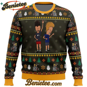 Beavis and Butthead Rock On Ugly Christmas Sweater