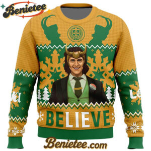 Believe Loki Marvel Ugly Christmas Sweater