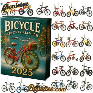 Bicycle Themed Advent Calendar 2025, Christmas Countdown Advent Calendar Gift Box with 24 Acrylic Ornaments