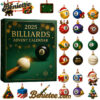 Billiards Themed 2025 Advent Calendar, Christmas Countdown Advent Calendar Gift Box with 24 Acrylic Ornaments