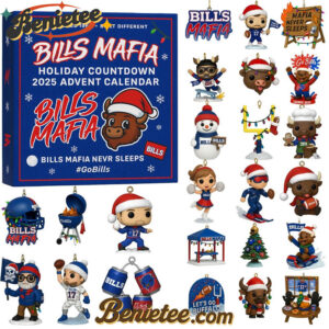 Bills Mafia Advent Calendar, Christmas Countdown Advent Calendar Gift Box with 24 Acrylic Ornaments
