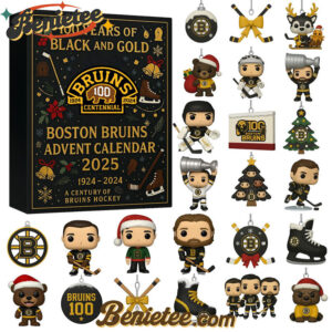 Boston Bruins 100th Anniversary Advent Calendar, Christmas Countdown Advent Calendar Gift Box with 24 Acrylic Ornaments